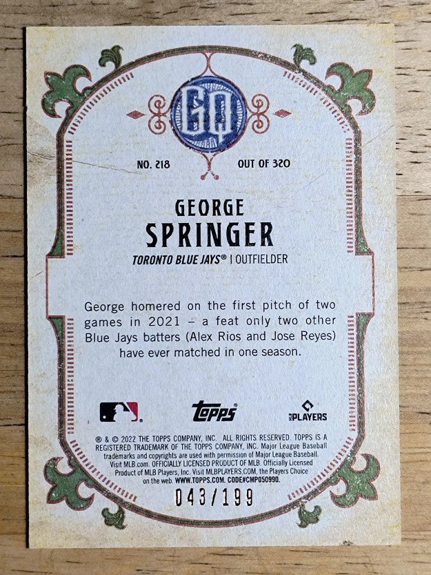 2022 Topps Gypsy Queen Turquoise #218 George Springer
