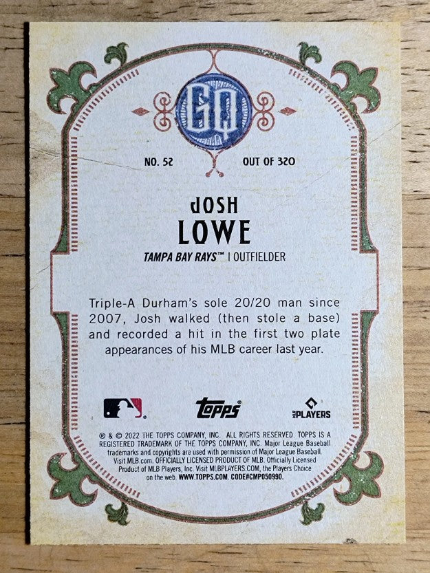 2022 Topps Gypsy Queen #52 Josh Lowe RC