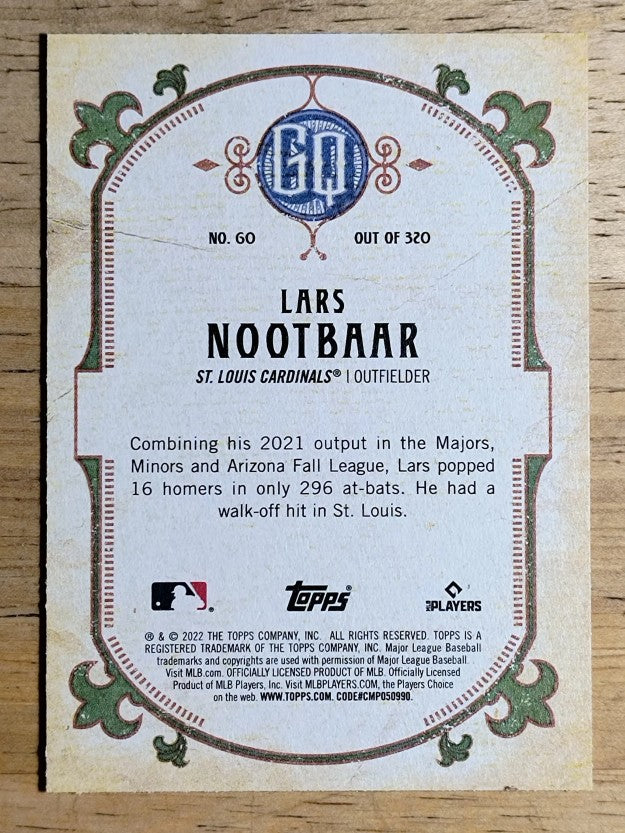 2022 Topps Gypsy Queen #60 Lars Nootbaar RC