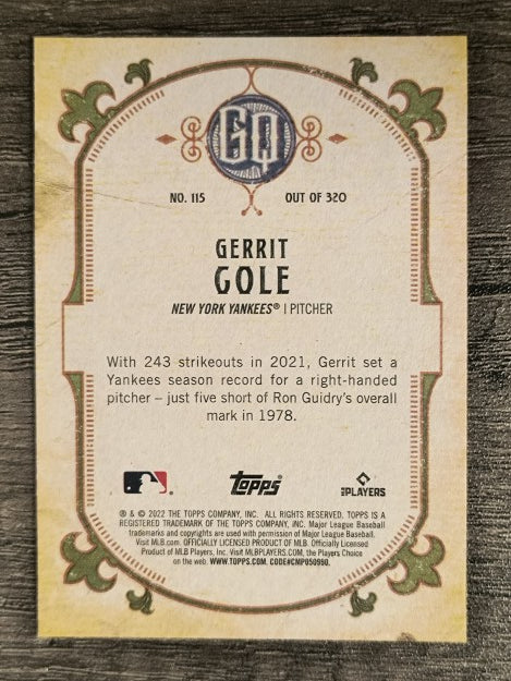 2022 Topps Gypsy Queen #115 Gerrit Cole