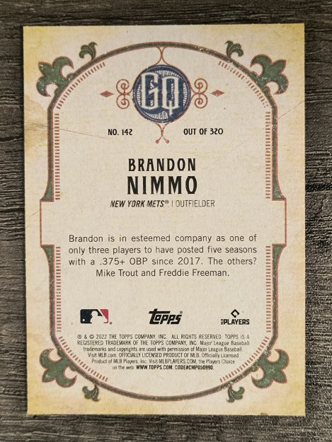 2022 Topps Gypsy Queen #142 Brandon Nimmo