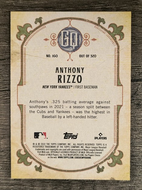 2022 Topps Gypsy Queen #160 Anthony Rizzo