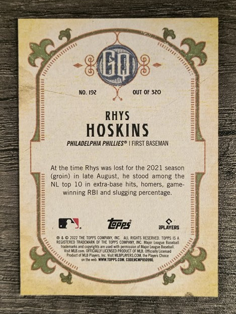 2022 Topps Gypsy Queen #192 Rhys Hoskins