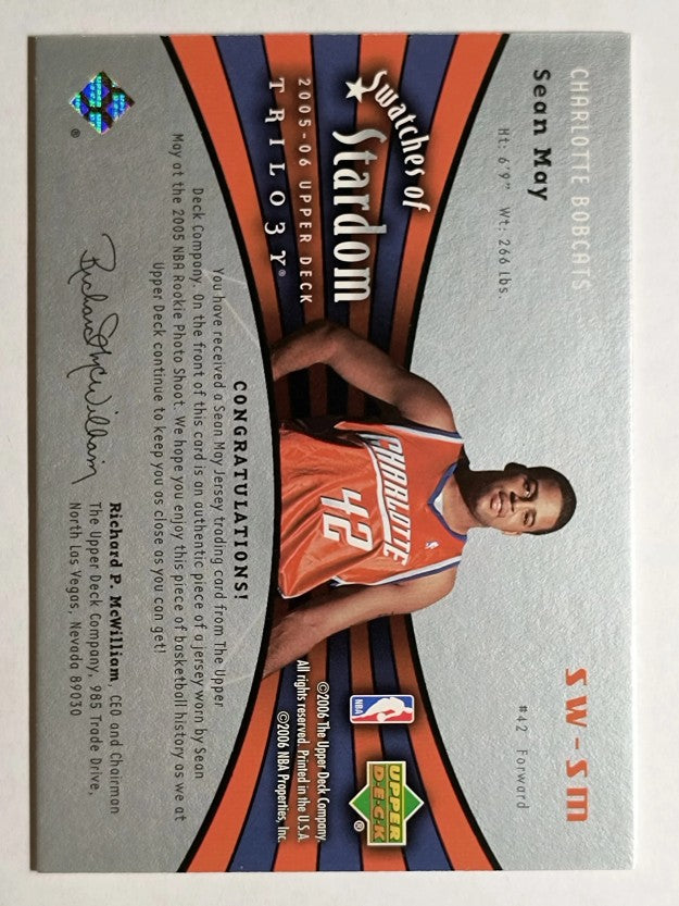2005-06 Upper Deck Trilogy Swatches of Stardom #SM Sean May