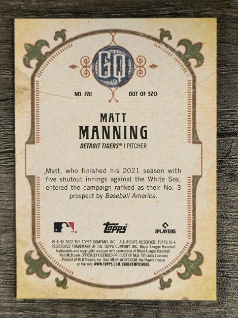 2022 Topps Gypsy Queen #281 Matt Manning RC