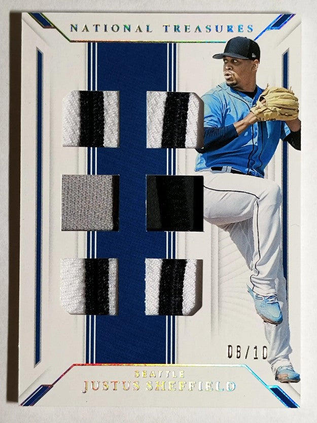 2019 National Treasures Game Gear Sixes Holo Silver #6 Justus Sheffield/10