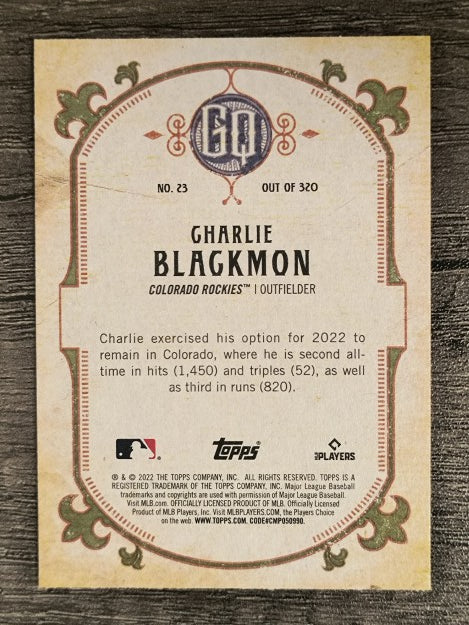 2022 Topps Gypsy Queen #23 Charlie Blackmon