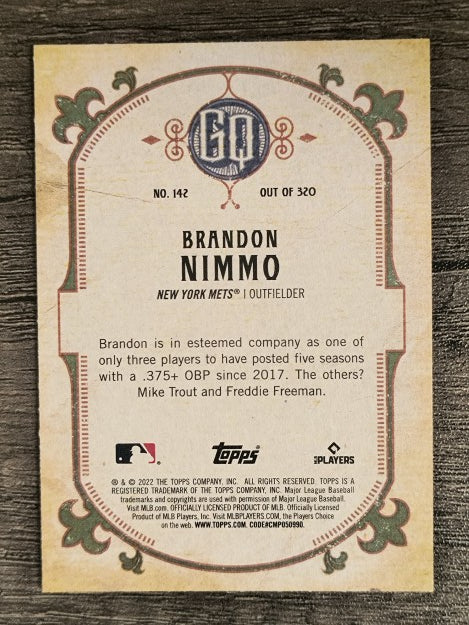 2022 Topps Gypsy Queen #142 Brandon Nimmo