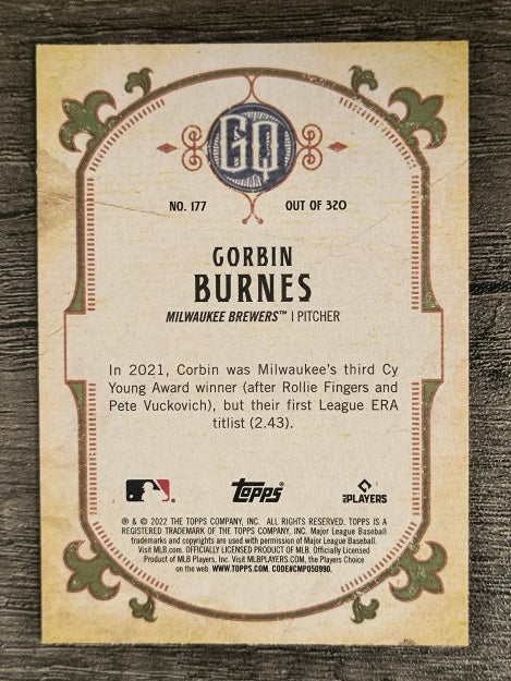2022 Topps Gypsy Queen #177 Corbin Burnes