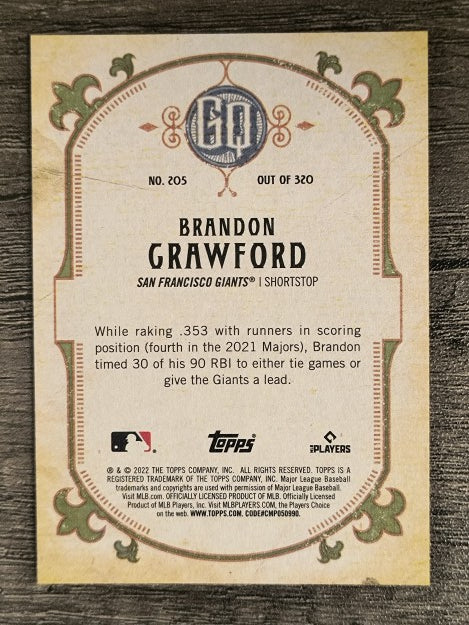 2022 Topps Gypsy Queen #205 Brandon Crawford