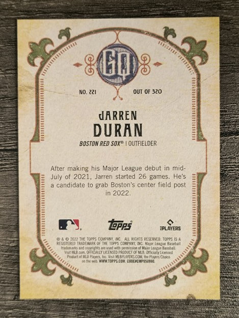 2022 Topps Gypsy Queen #221 Jarren Duran RC