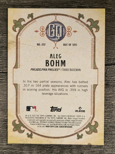 2022 Topps Gypsy Queen #237 Alec Bohm