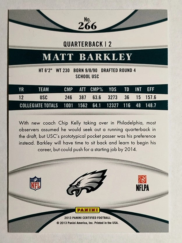 2013 Certified Mirror Blue #266 Matt Barkley