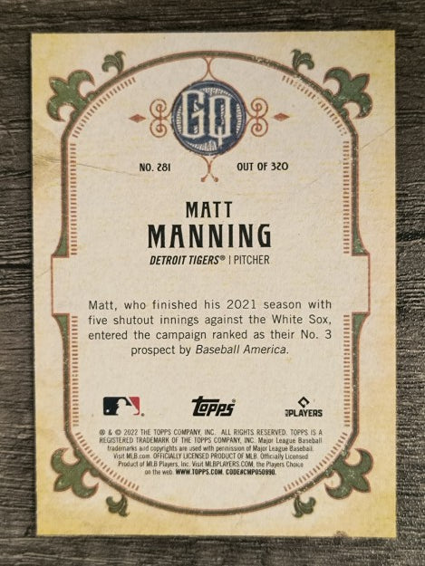 2022 Topps Gypsy Queen #281 Matt Manning RC