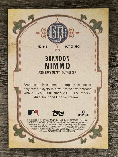 2022 Topps Gypsy Queen #142 Brandon Nimmo