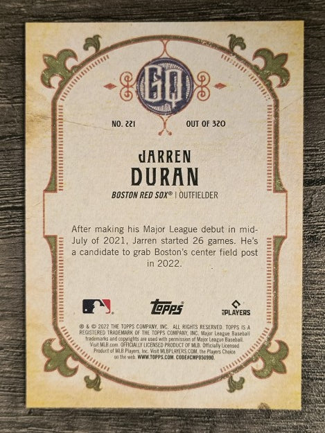 2022 Topps Gypsy Queen #221 Jarren Duran RC