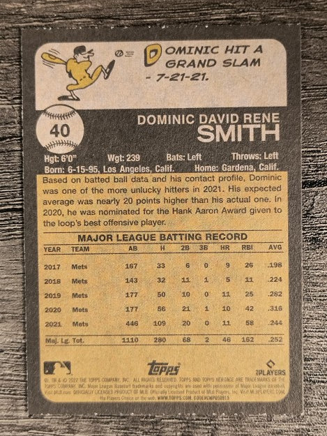 2022 Topps Heritage #40 Dominic Smith