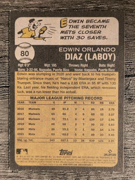 2022 Topps Heritage #80 Edwin Diaz