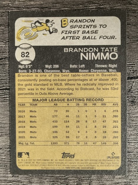 2022 Topps Heritage #82 Brandon Nimmo