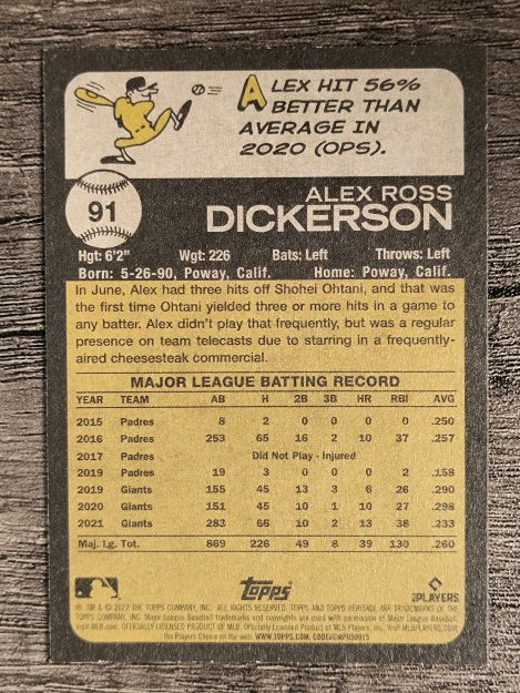2022 Topps Heritage #91 Alex Dickerson