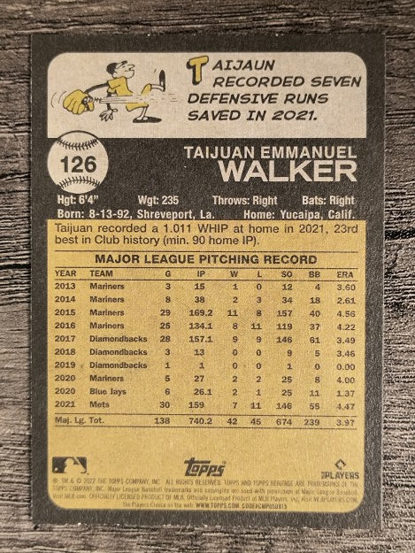 2022 Topps Heritage #126 Taijuan Walker