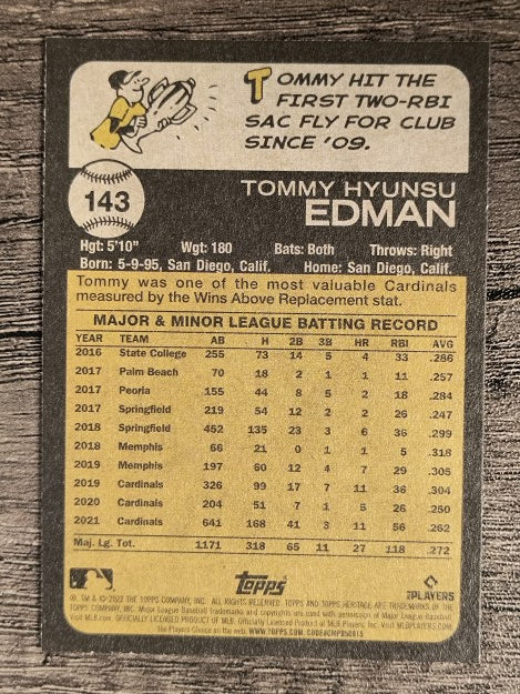 2022 Topps Heritage #143 Tommy Edman