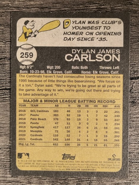 2022 Topps Heritage #259 Dylan Carlson