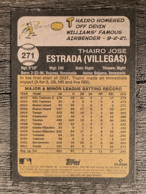 2022 Topps Heritage #271 Thairo Estrada