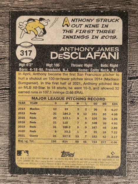 2022 Topps Heritage #317 Anthony DeSclafani