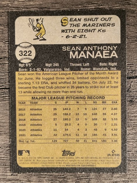 2022 Topps Heritage #322 Sean Manaea