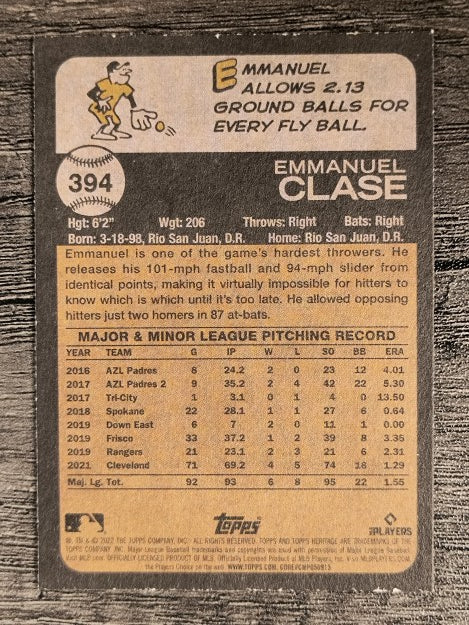 2022 Topps Heritage #394 Emmanuel Clase