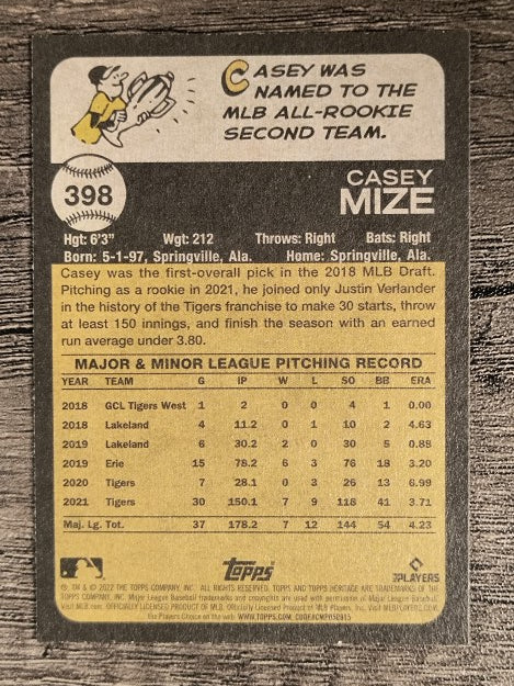 2022 Topps Heritage #398 Casey Mize
