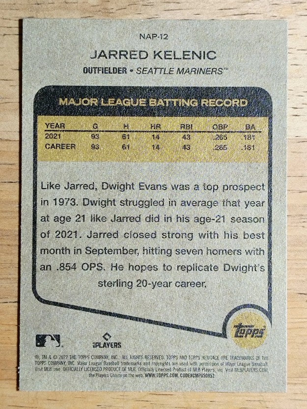 2022 Topps Heritage New Age Performers #NAP12 Jarred Kelenic