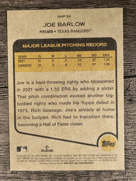 2022 Topps Heritage New Age Performers #NAP24 Joe Barlow