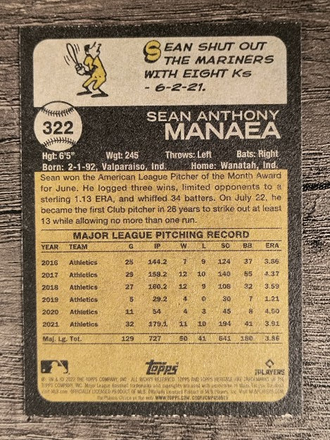 2022 Topps Heritage #322 Sean Manaea