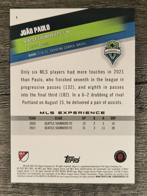 2022 Topps MLS #1 Joao Paulo