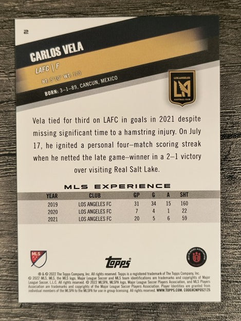 2022 Topps MLS #2 Carlos Vela