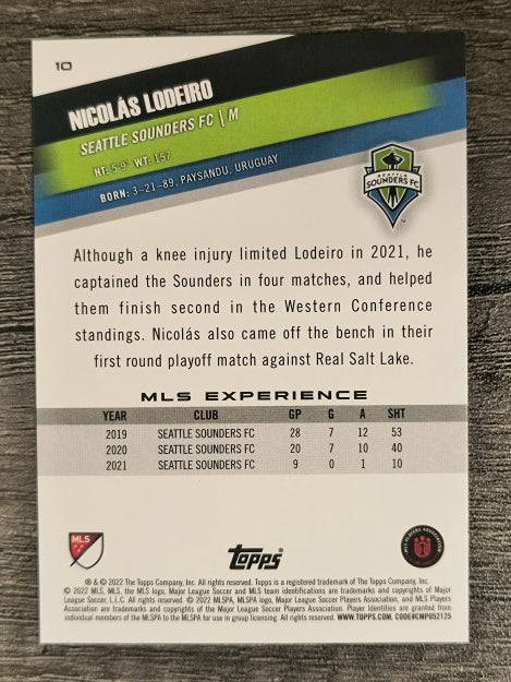 2022 Topps MLS #10 Nicolas Lodeiro