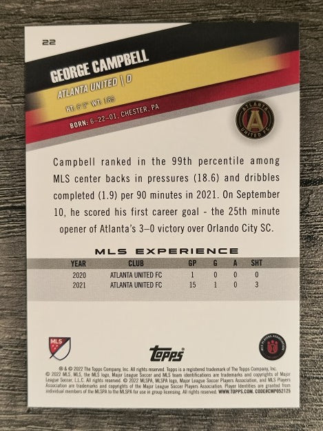 2022 Topps MLS #22 George Campbell