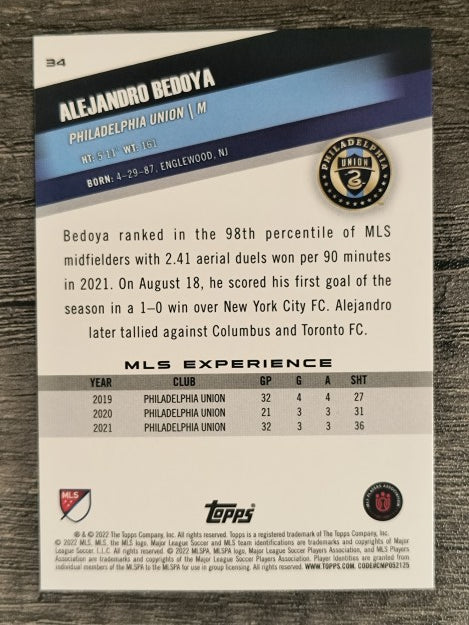 2022 Topps MLS #34 Alejandro Bedoya