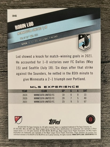 2022 Topps MLS #36 Robin Lod