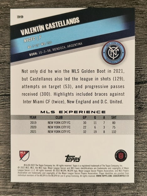 2022 Topps MLS #39 Valentin Castellanos