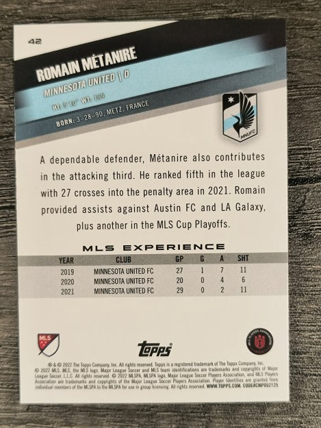 2022 Topps MLS #42 Romain Metanire