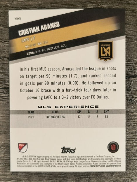 2022 Topps MLS #44 Cristian Arango