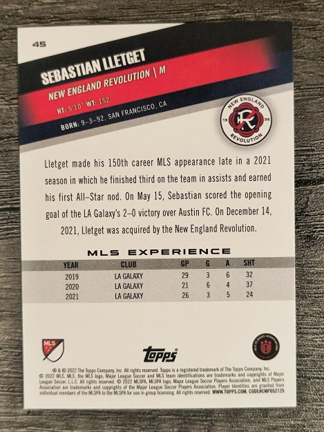 2022 Topps MLS #45 Sebastian Lletget