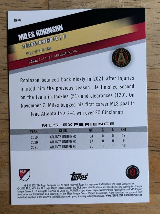 2022 Topps MLS #54 Miles Robinson