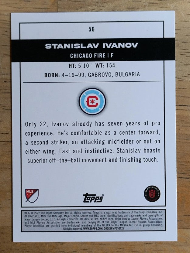 2022 Topps MLS #56 Stanislav Ivanov PP