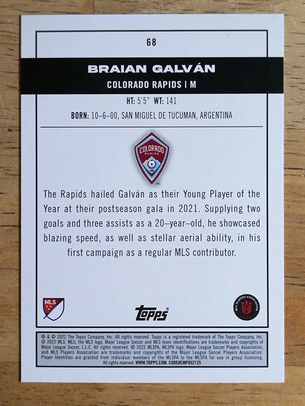 2022 Topps MLS #68 Braian Galvan PP