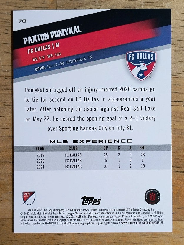 2022 Topps MLS #70 Paxton Pomykal