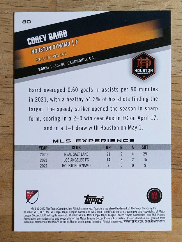 2022 Topps MLS #80 Corey Baird